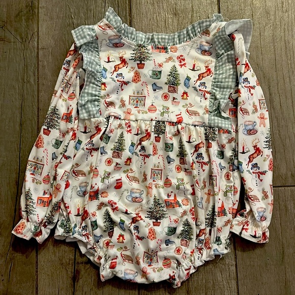 Festive Christmas  Baby Romper with Ruffle Details - Picture 3 of 3